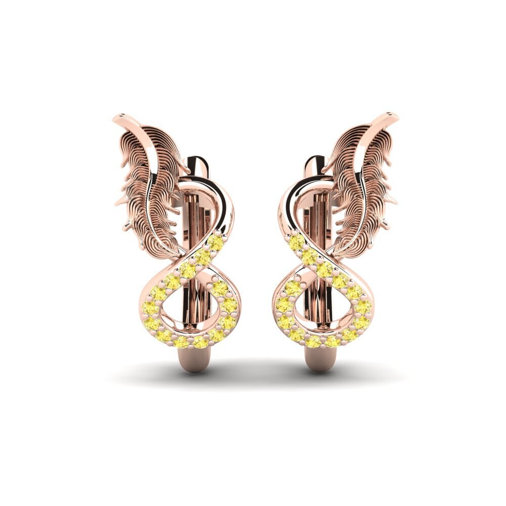 14ct Rose Gold Yellow Sapphire Women's Earring Gordost