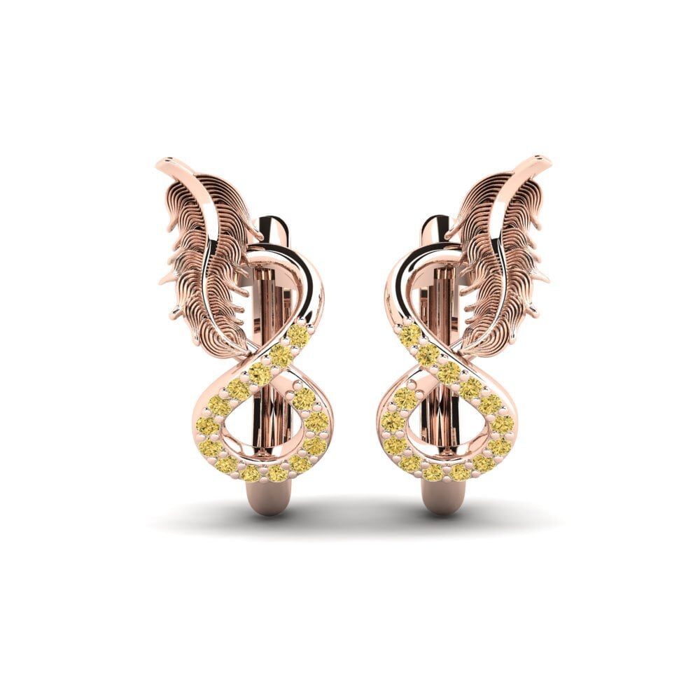 14ct Rose Gold Yellow Diamond Women's Earring Gordost