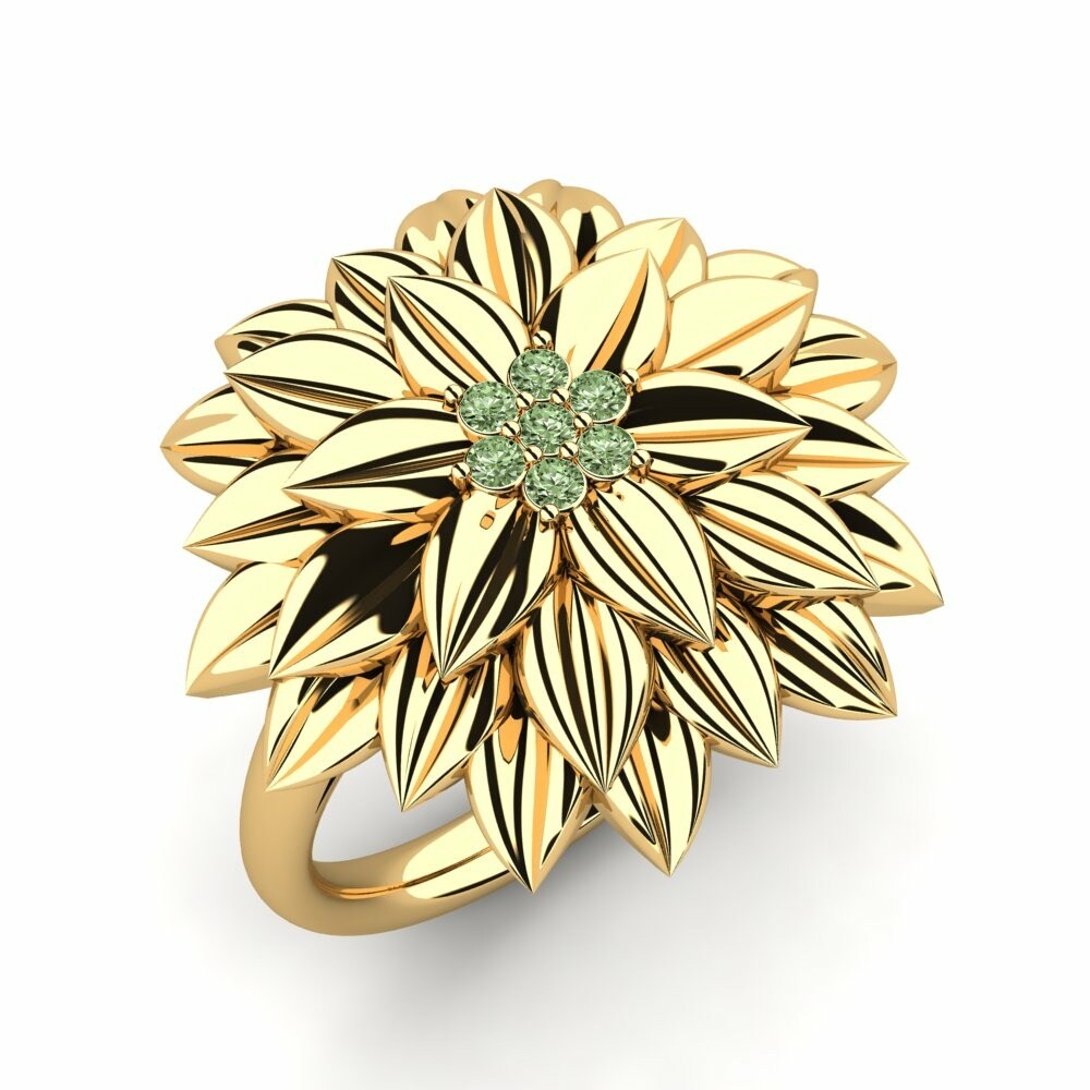 花朵 綠色鑽石 戒指 Gorica