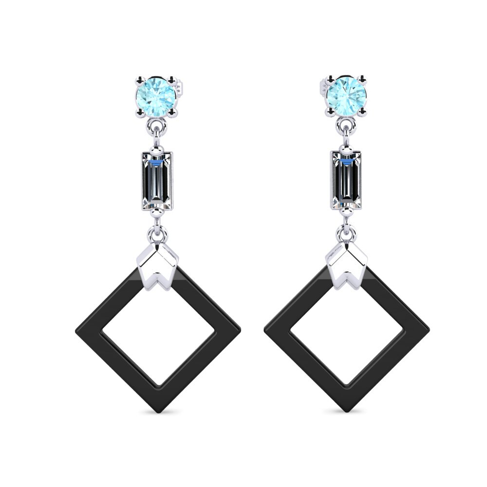 White Silver Aquamarine Women's Earring Gosse