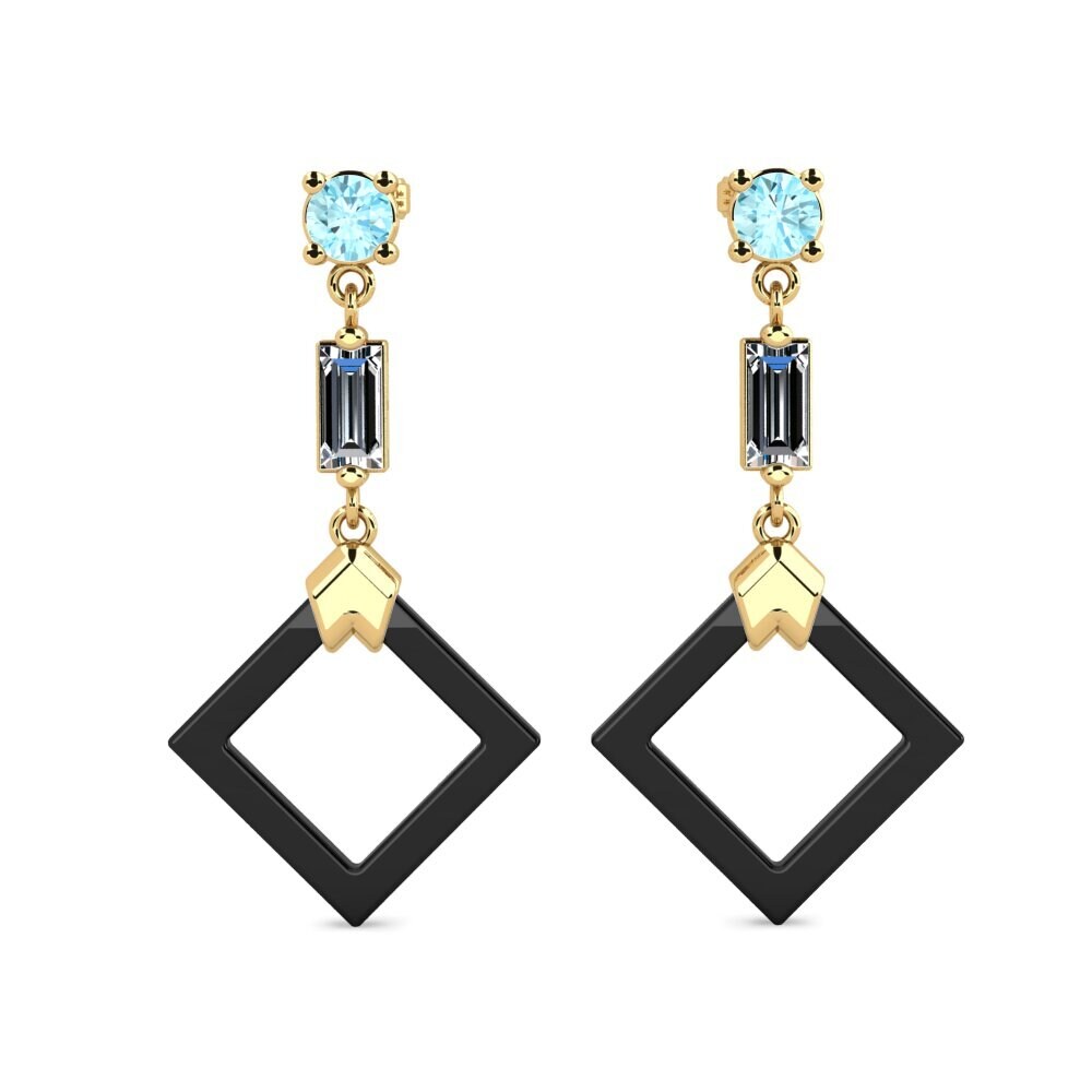 14ct Yellow Gold Aquamarine Women's Earring Gosse
