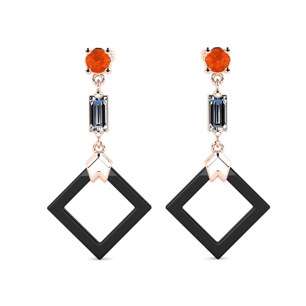 Round Fire Opal Women's Earring Gosse