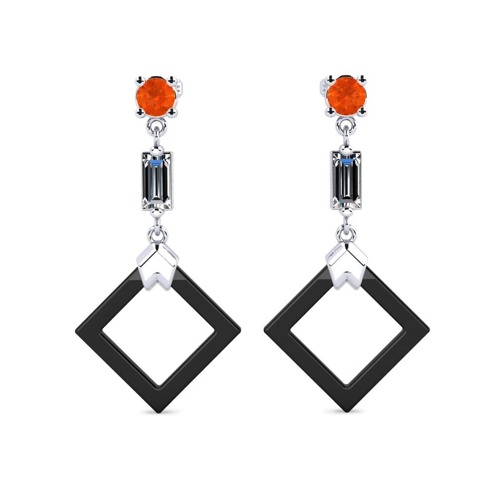 950 Platinum Fire Opal Women's Earring Gosse
