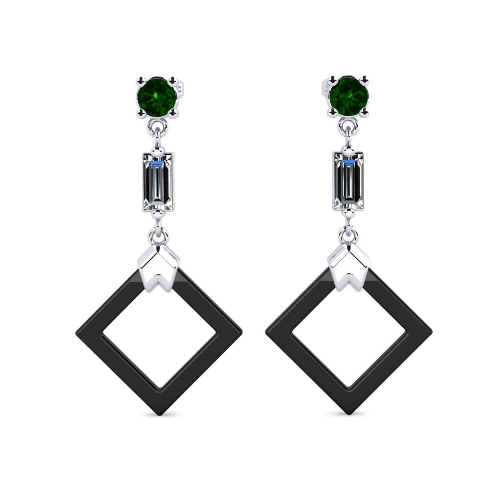 White Silver Green Tourmaline Women's Earring Gosse