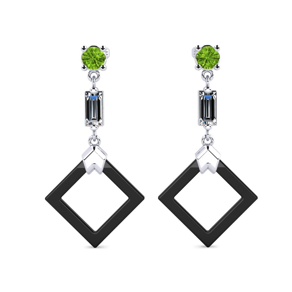 White Silver Peridot Women's Earring Gosse