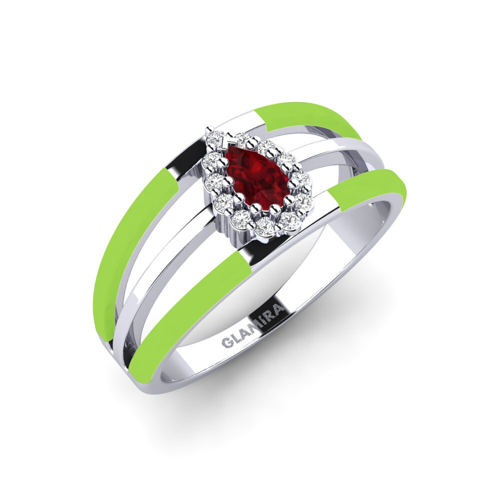 White Silver Ruby Ring Gost