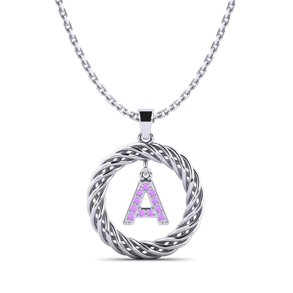 Weiß-Silber Amethyst Damen anhänger Goudron - A