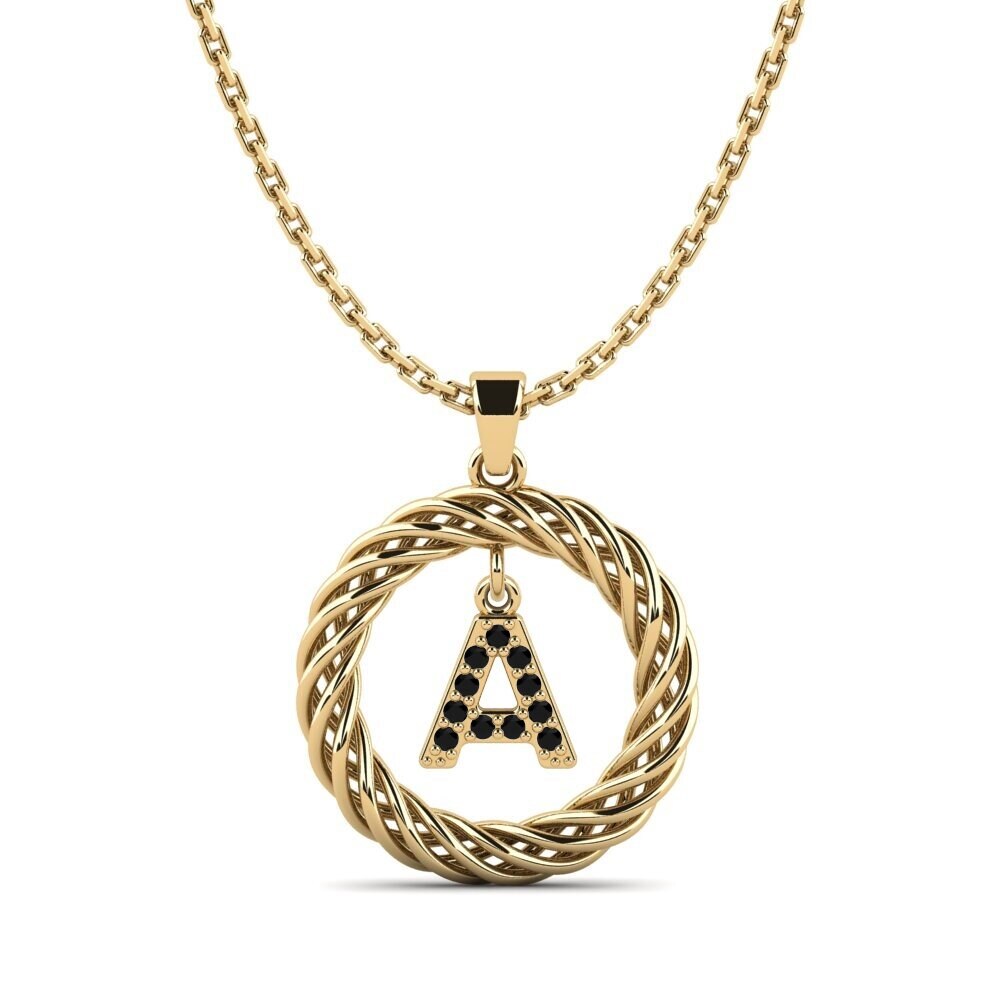 Gelbgold 750 Schwarzer Diamant Damen anhänger Goudron - A