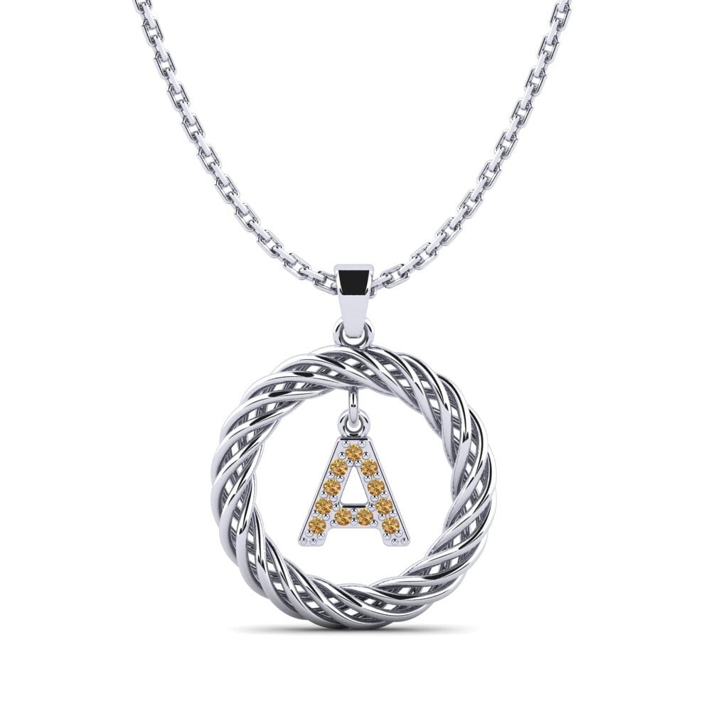 Weiß-Silber Brauner Diamant Damen anhänger Goudron - A