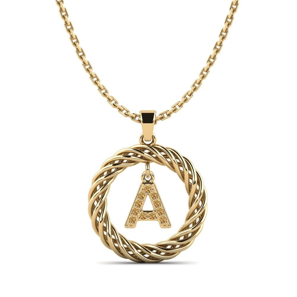 Gelbgold 585 Brauner Diamant Damen anhänger Goudron - A