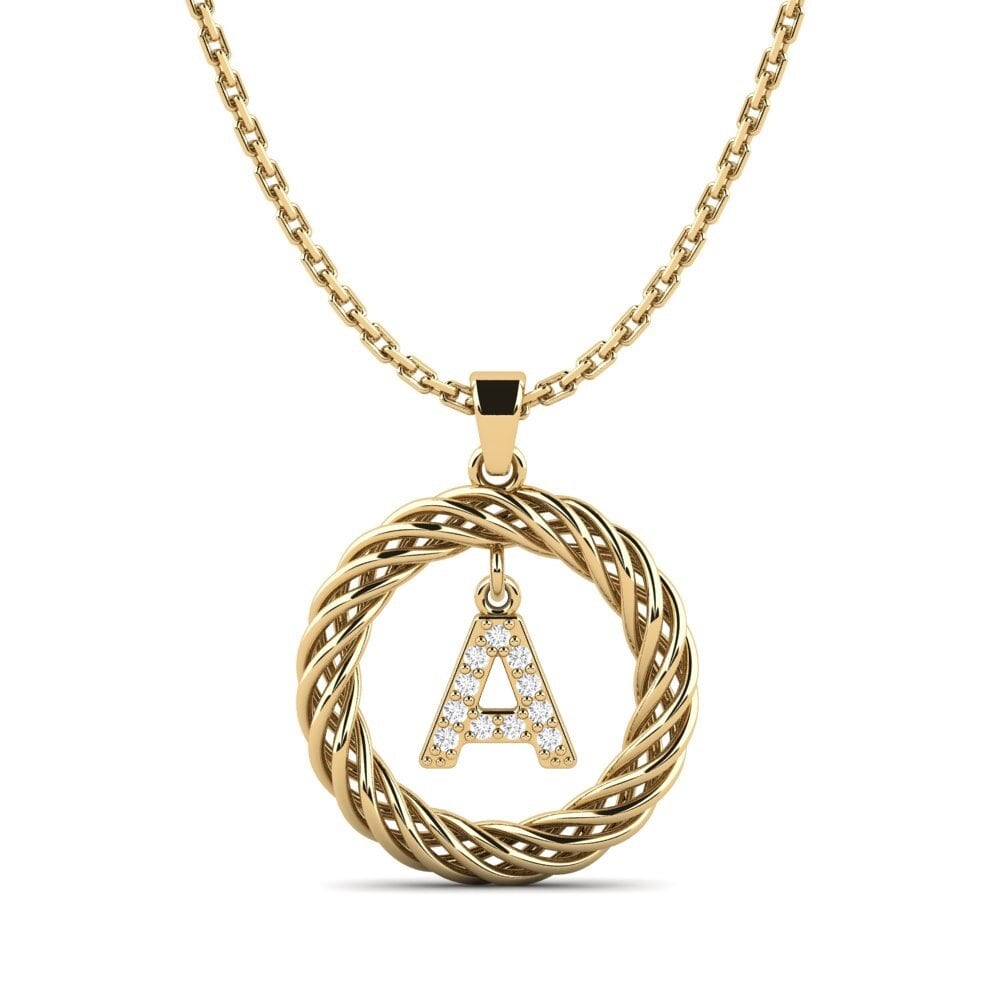 Gelbgold 750 Weißer Saphir Damen anhänger Goudron - A