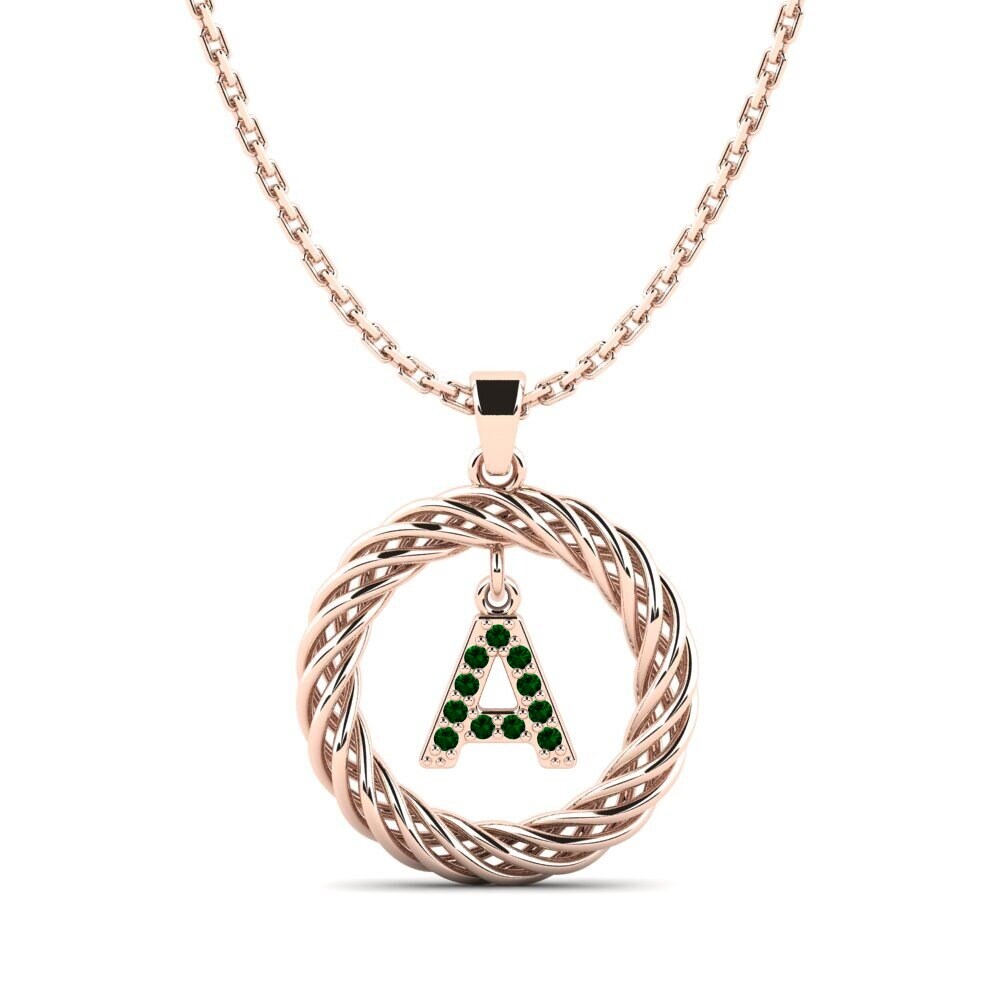 Rotgold 585 Grüner Zirkonia Damen anhänger Goudron - A