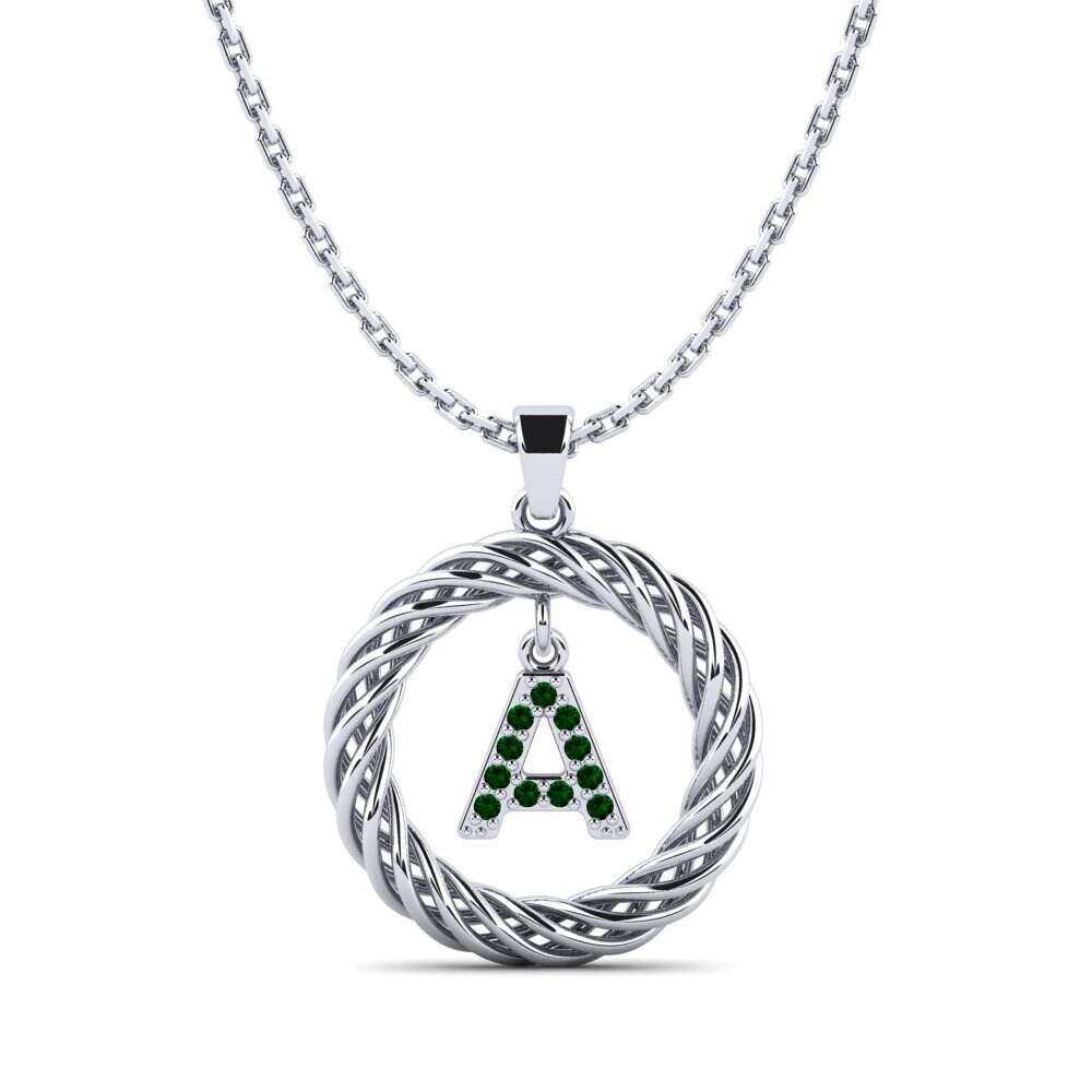 950 Palladium Grüner Zirkonia Damen anhänger Goudron - A