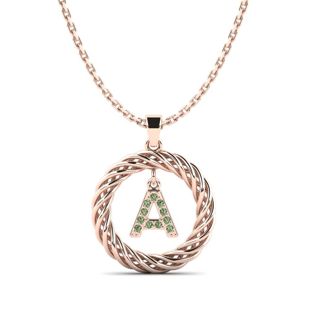 Rotgold 585 Grüner Diamant Damen anhänger Goudron - A
