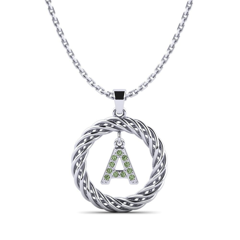 950 Palladium Grüner Diamant Damen anhänger Goudron - A