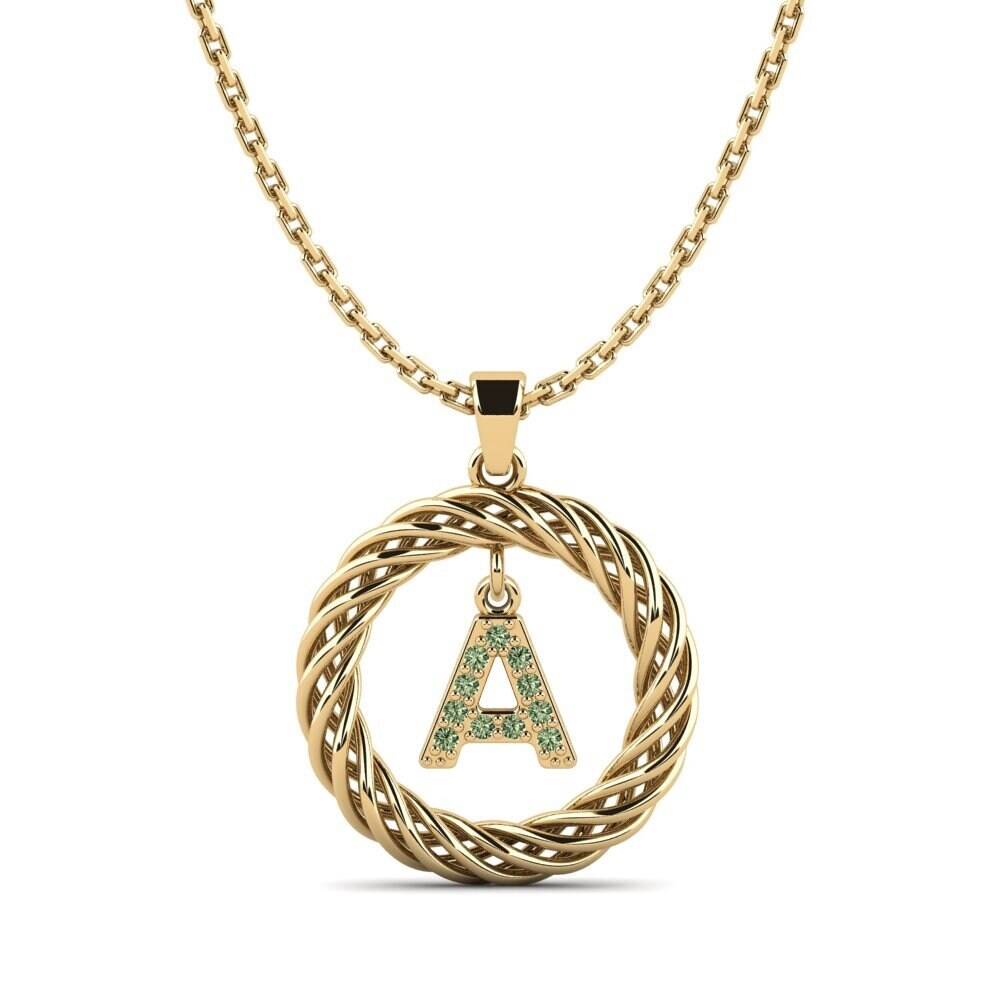 Gelbgold 585 Grüner Diamant Damen anhänger Goudron - A