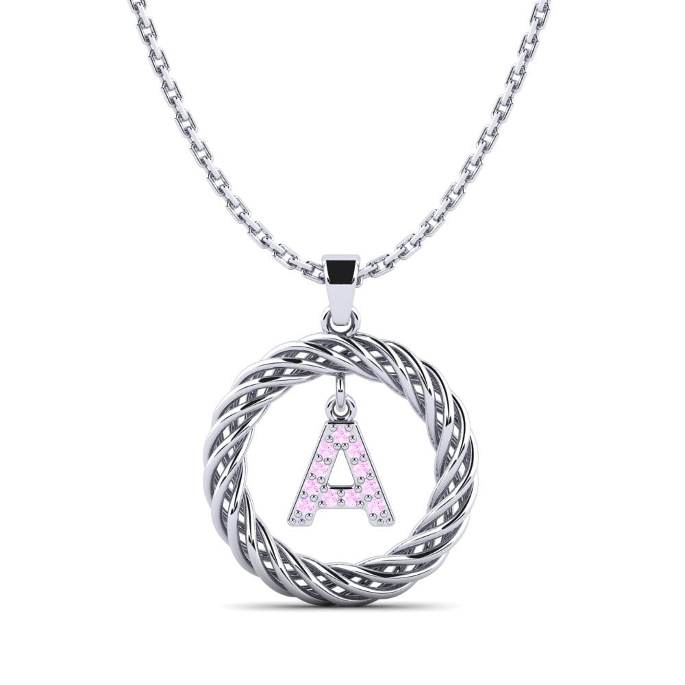 950 Platin Rosa Saphir Damen anhänger Goudron - A