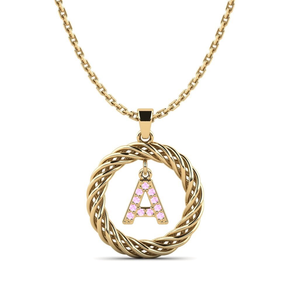 Gelbgold 750 Rosa Saphir Damen anhänger Goudron - A