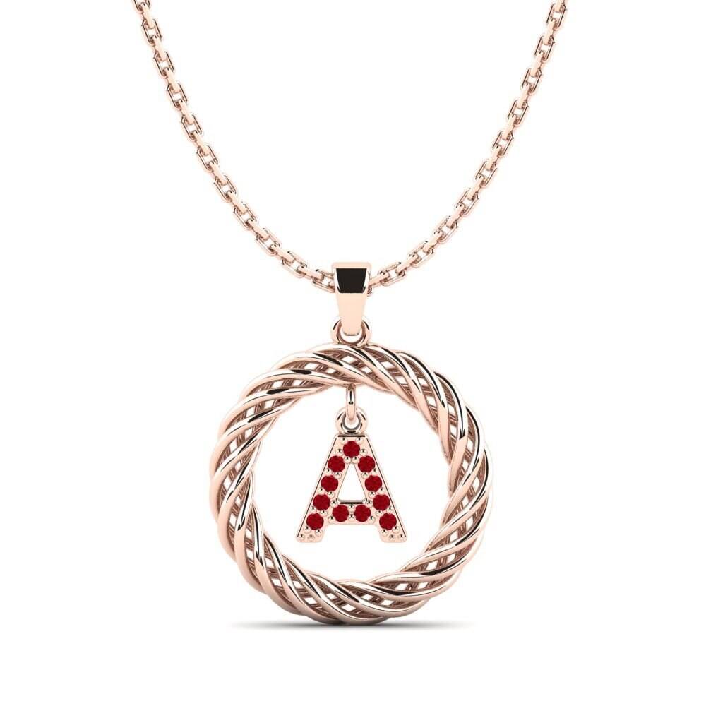 Rotgold 585 Roter Zirkonia Damen anhänger Goudron - A