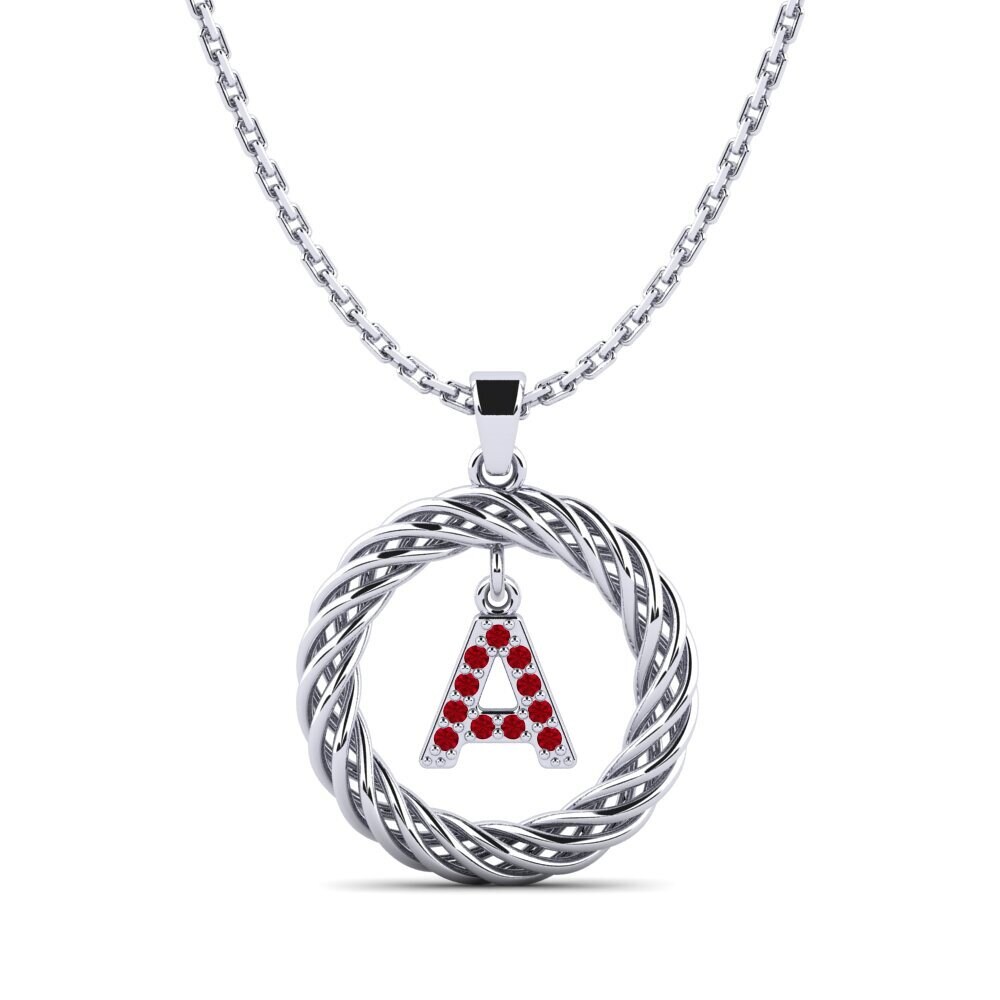 Weißgold 750 Roter Zirkonia Damen anhänger Goudron - A