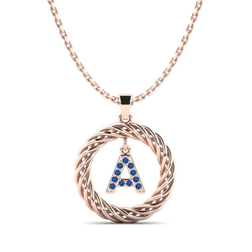 Rotgold 585 Dunkelblauer Zirkonia Damen anhänger Goudron - A