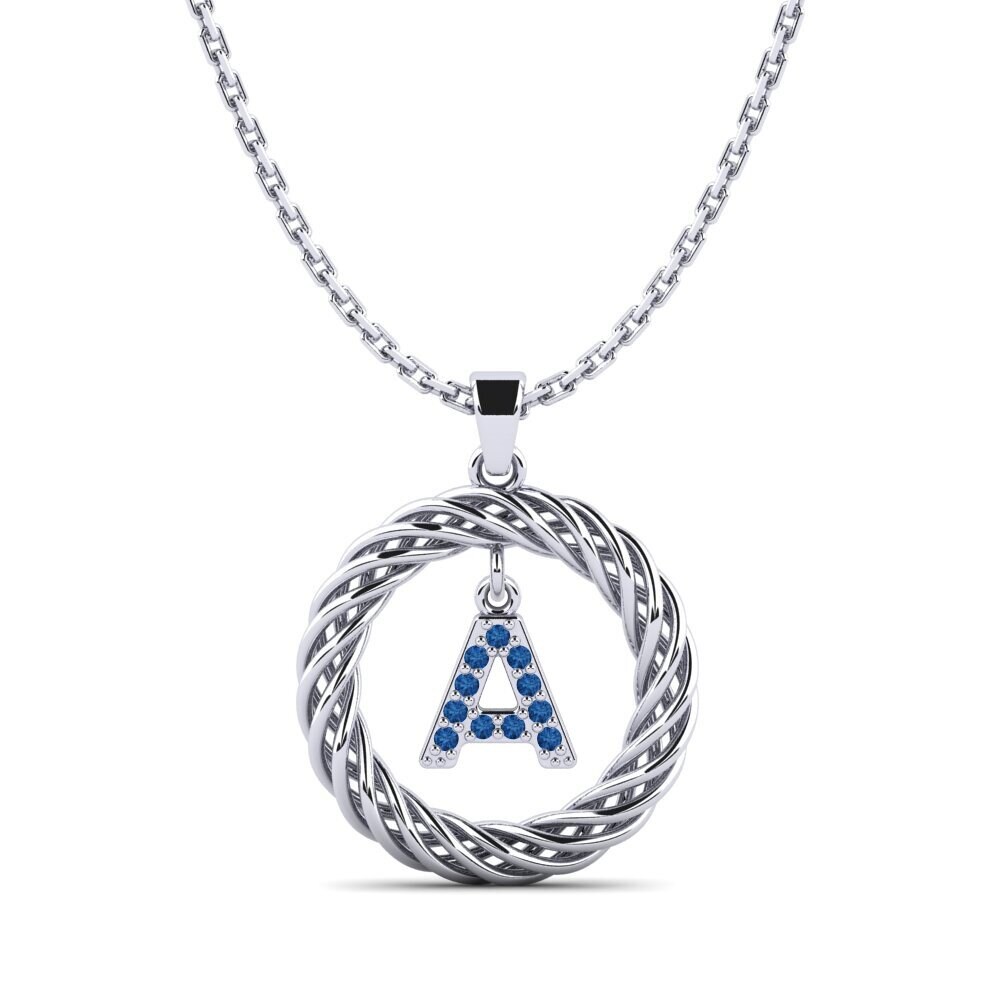 950 Palladium Dunkelblauer Zirkonia Damen anhänger Goudron - A