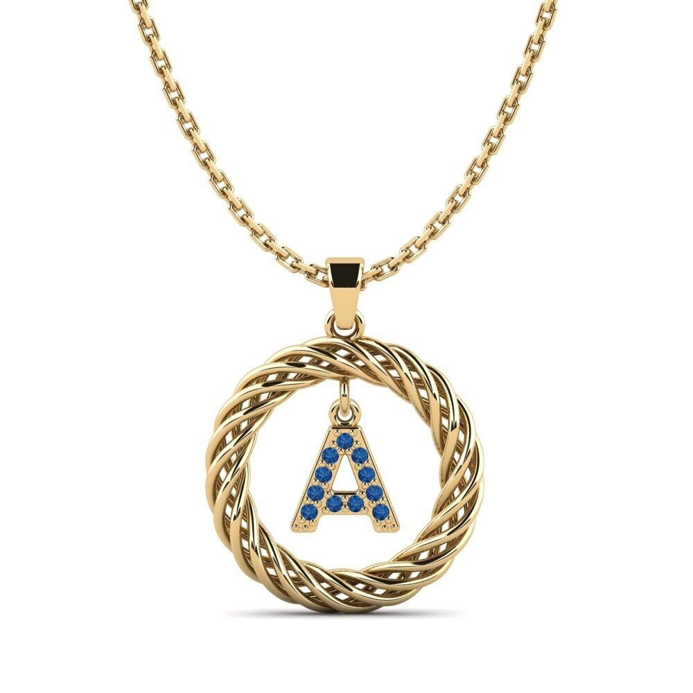 Gelbgold 750 Dunkelblauer Zirkonia Damen anhänger Goudron - A