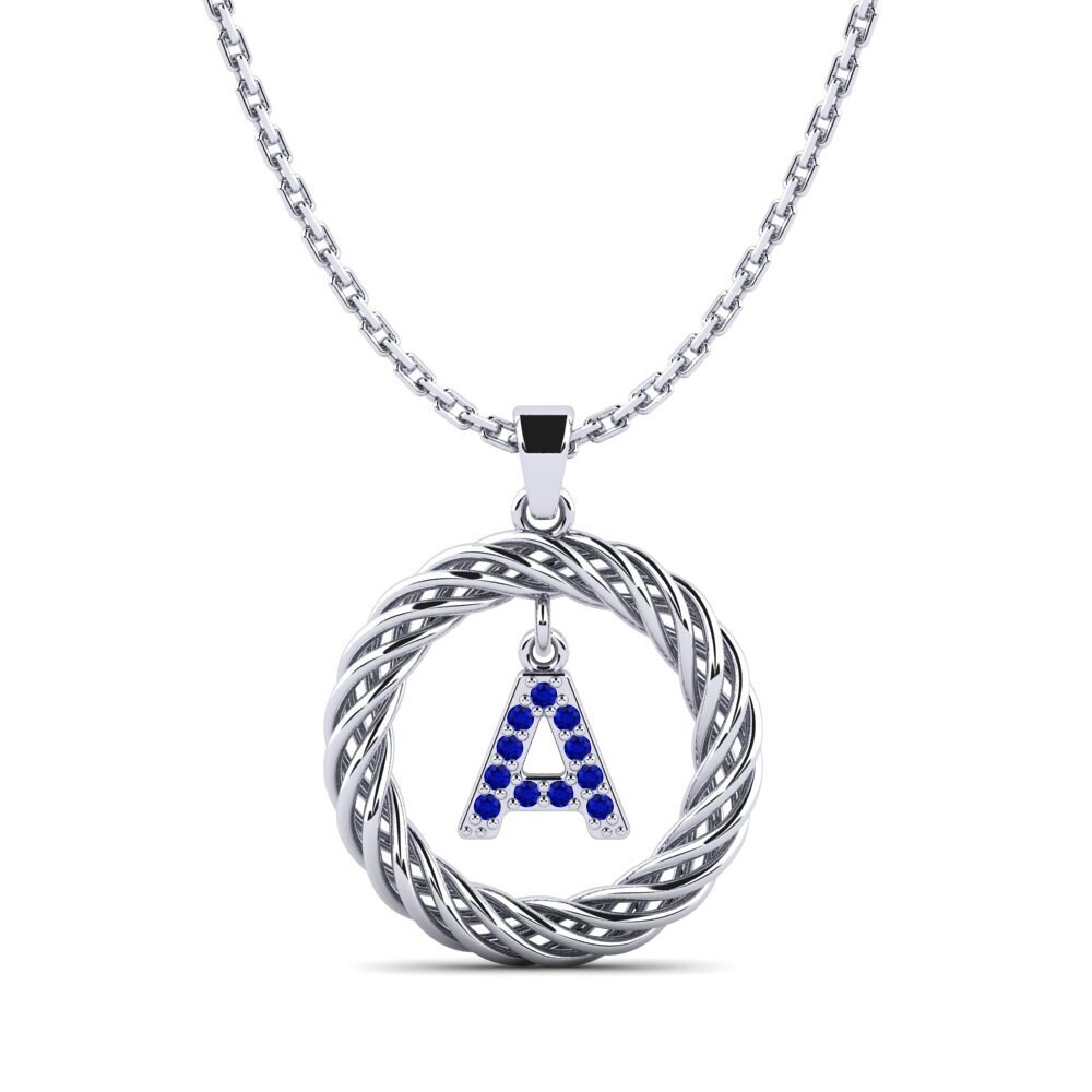 Weiß-Silber Saphir Damen anhänger Goudron - A