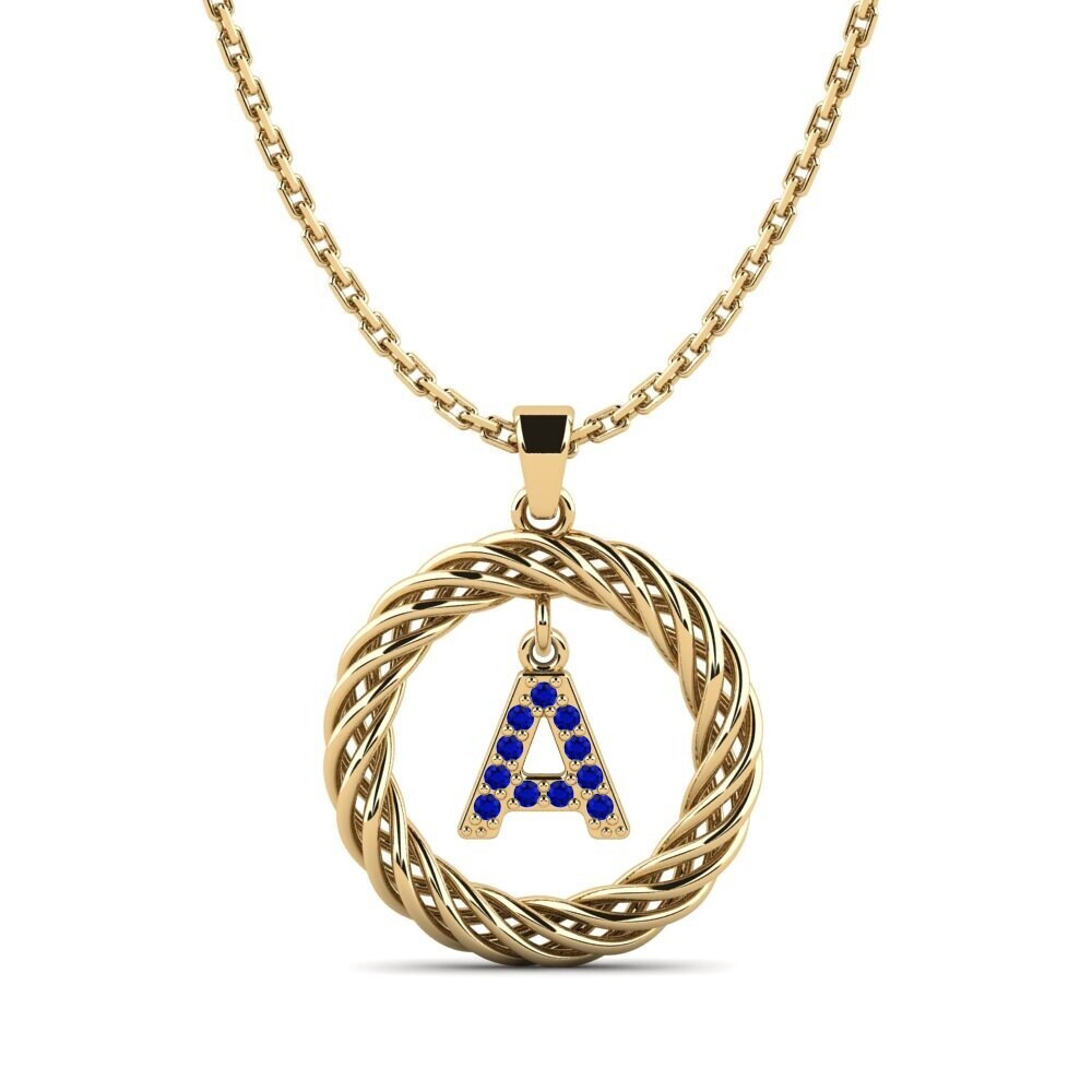 Gelbgold 585 Saphir Damen anhänger Goudron - A