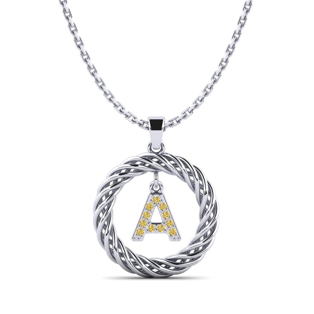Weißgold 585 Gelber Diamant Damen anhänger Goudron - A