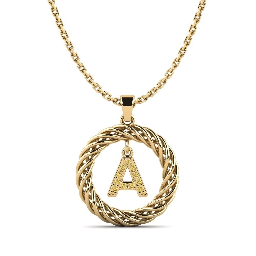 Gelbgold 585 Gelber Diamant Damen anhänger Goudron - A