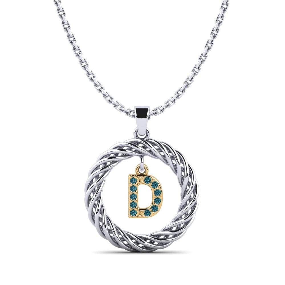 Round Blue Diamond Women's Pendant Goudron - D