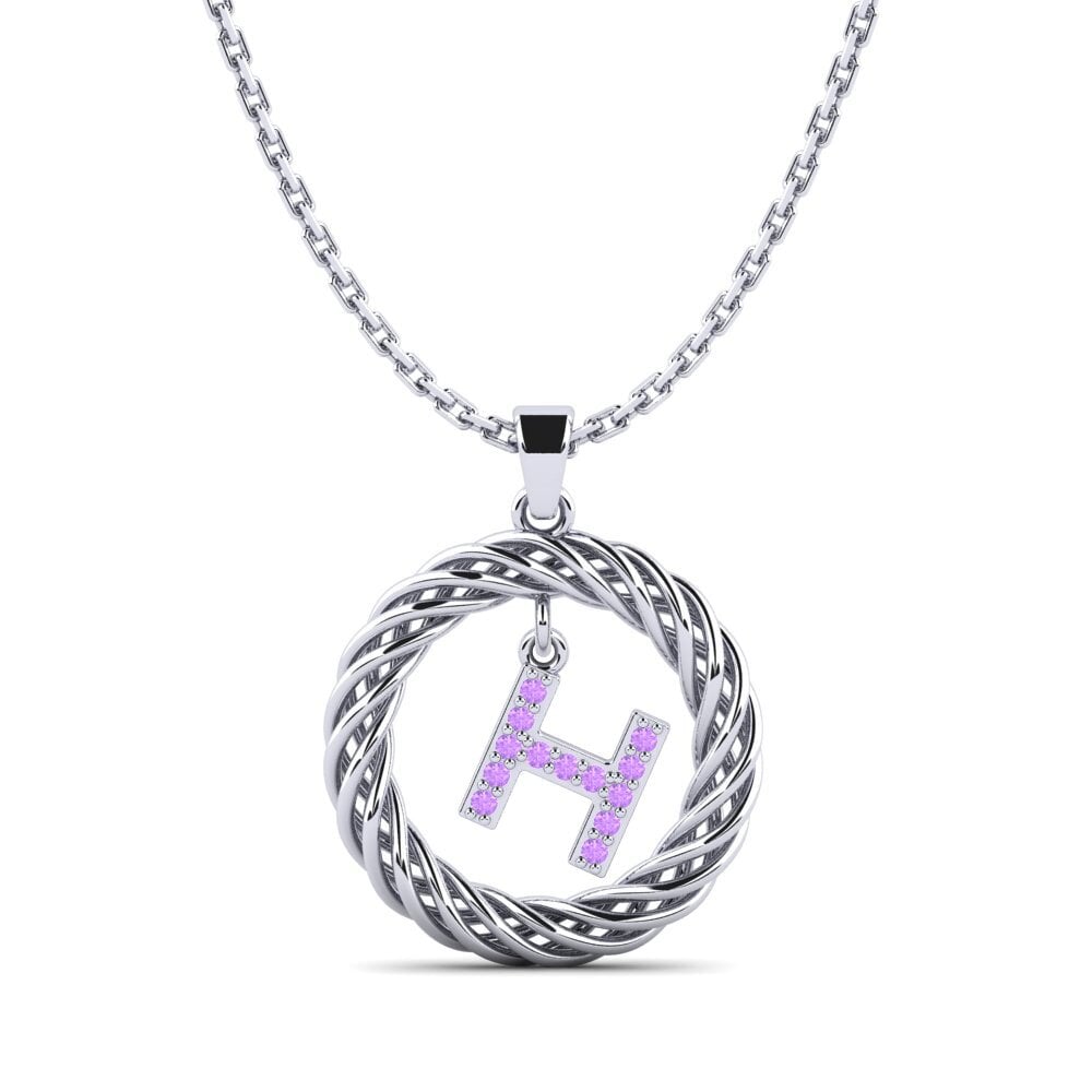 Weiß-Silber Amethyst Damen anhänger Goudron - H