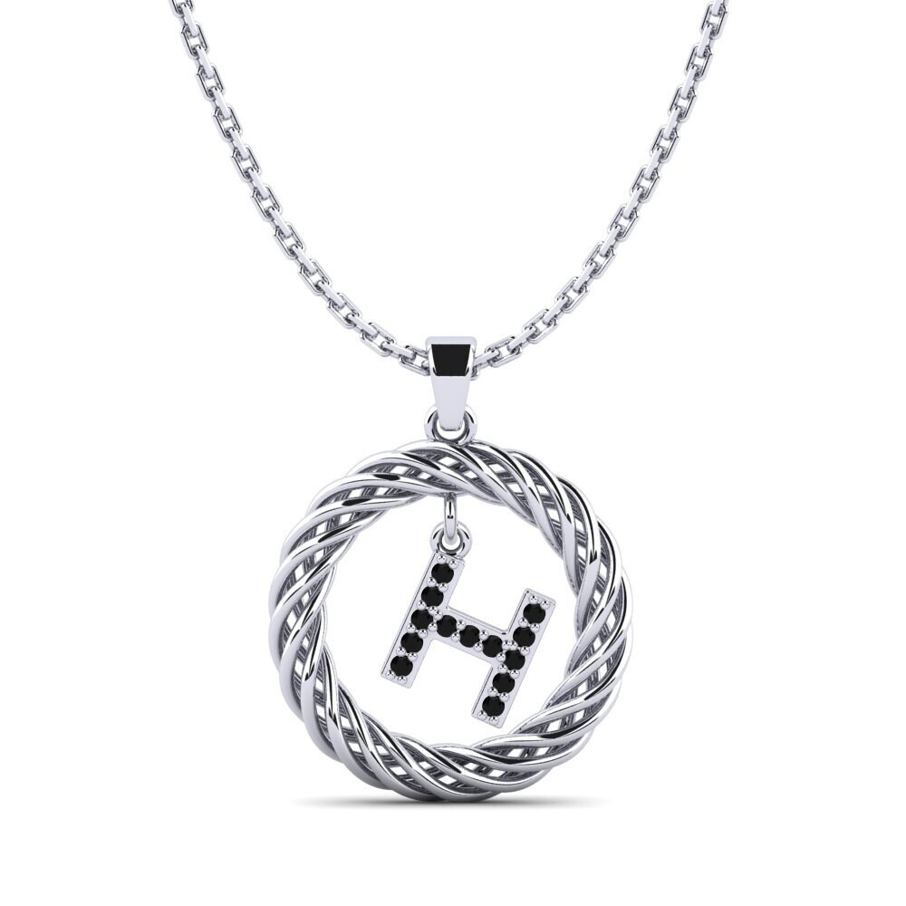 Weißgold 585 Schwarzer Diamant Damen anhänger Goudron - H