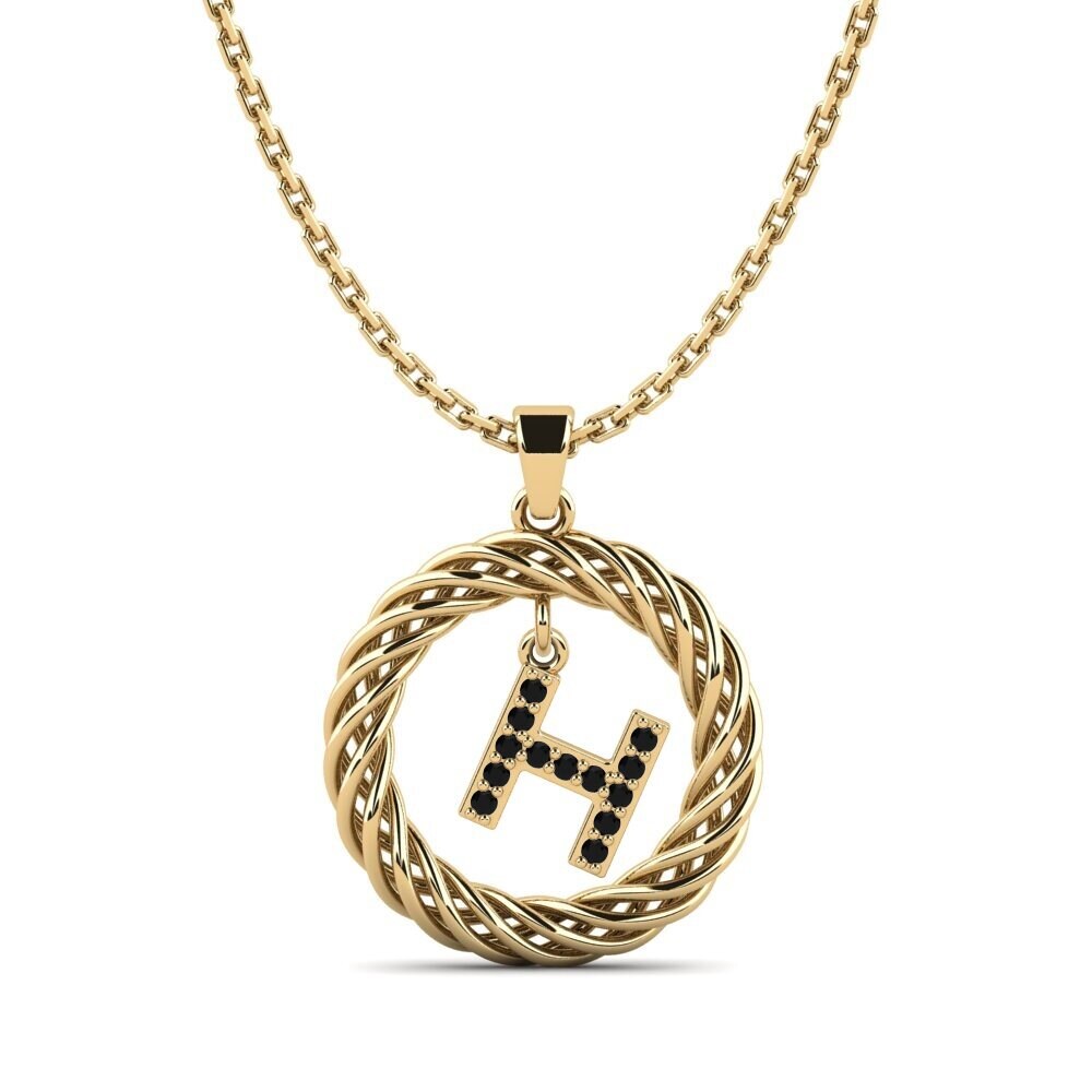 Gelbgold 750 Schwarzer Diamant Damen anhänger Goudron - H