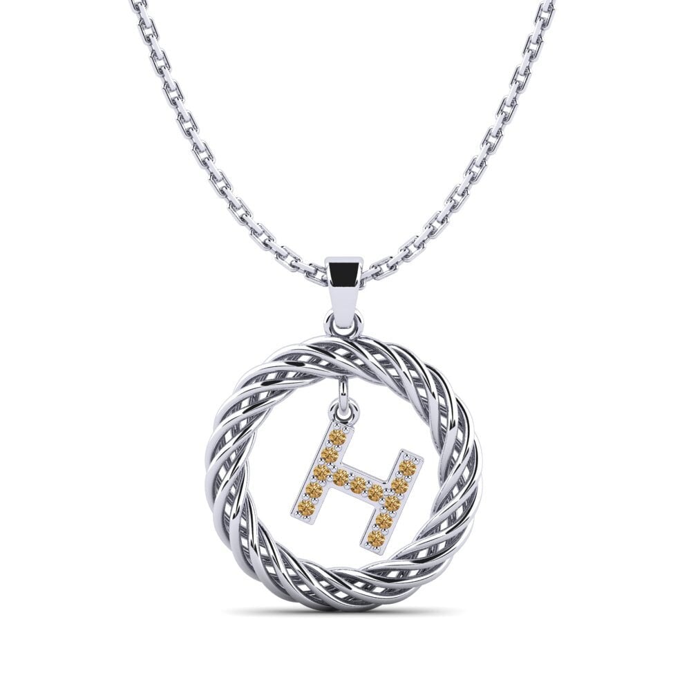 Weiß-Silber Brauner Diamant Damen anhänger Goudron - H