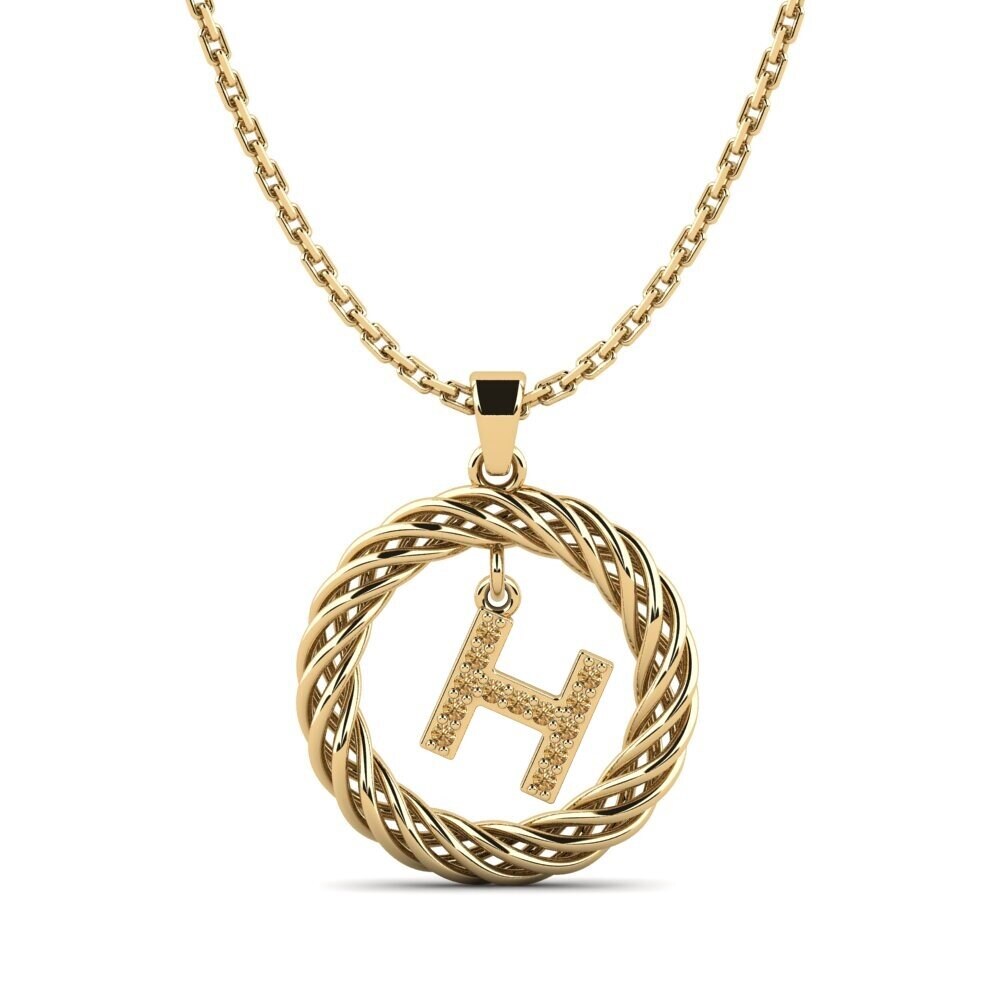 Gelbgold 585 Brauner Diamant Damen anhänger Goudron - H