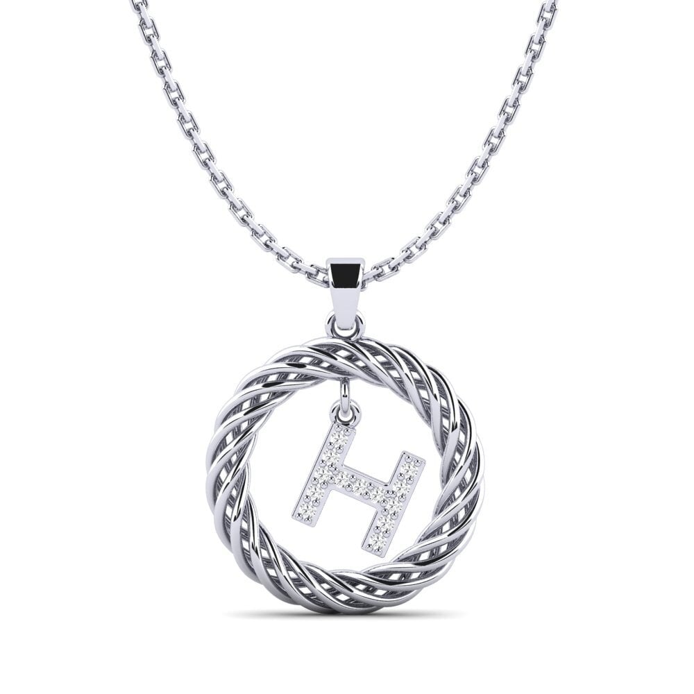 Weiß-Silber Weißer Saphir Damen anhänger Goudron - H