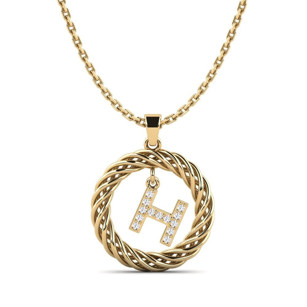 Gelbgold 750 Weißer Saphir Damen anhänger Goudron - H