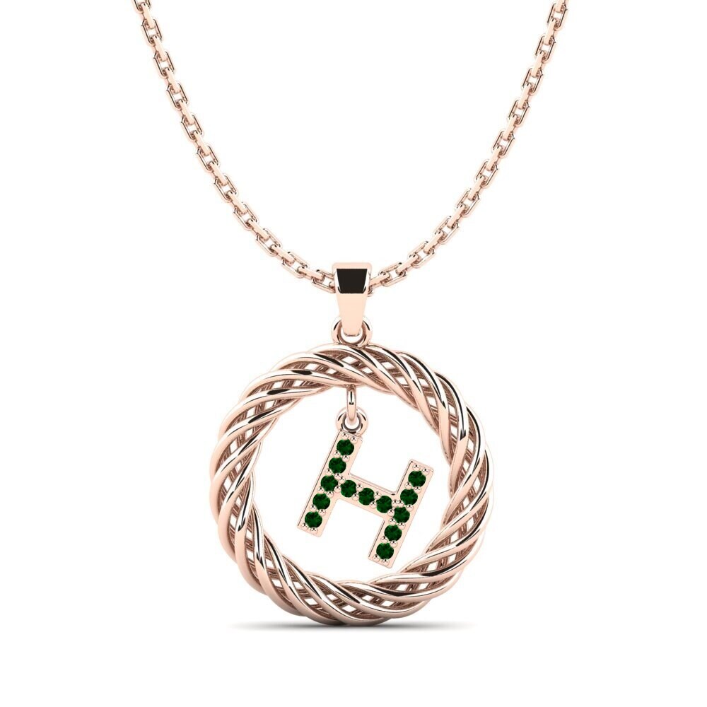 Rotgold 585 Grüner Zirkonia Damen anhänger Goudron - H