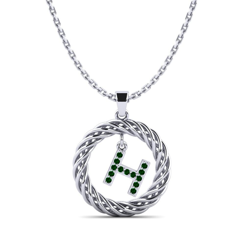 950 Palladium Grüner Zirkonia Damen anhänger Goudron - H