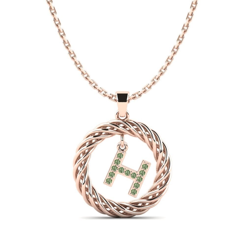 Rotgold 585 Grüner Diamant Damen anhänger Goudron - H