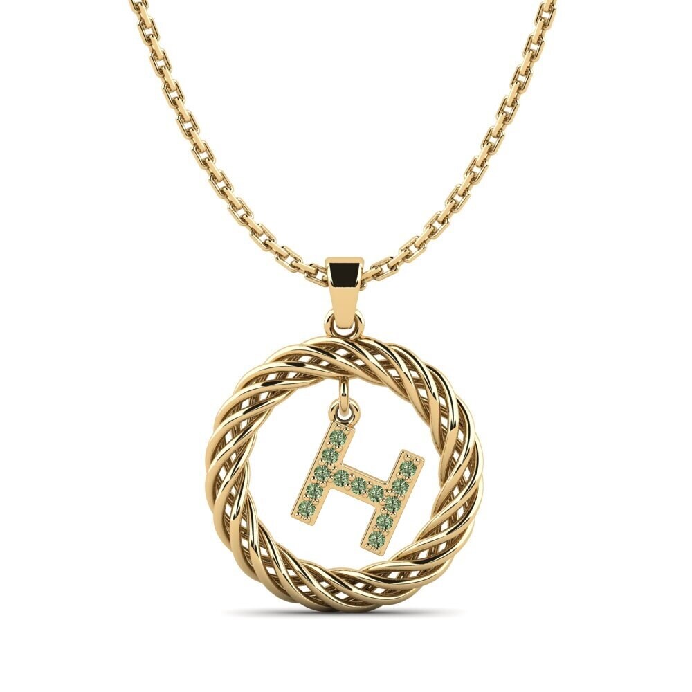 Gelbgold 585 Grüner Diamant Damen anhänger Goudron - H