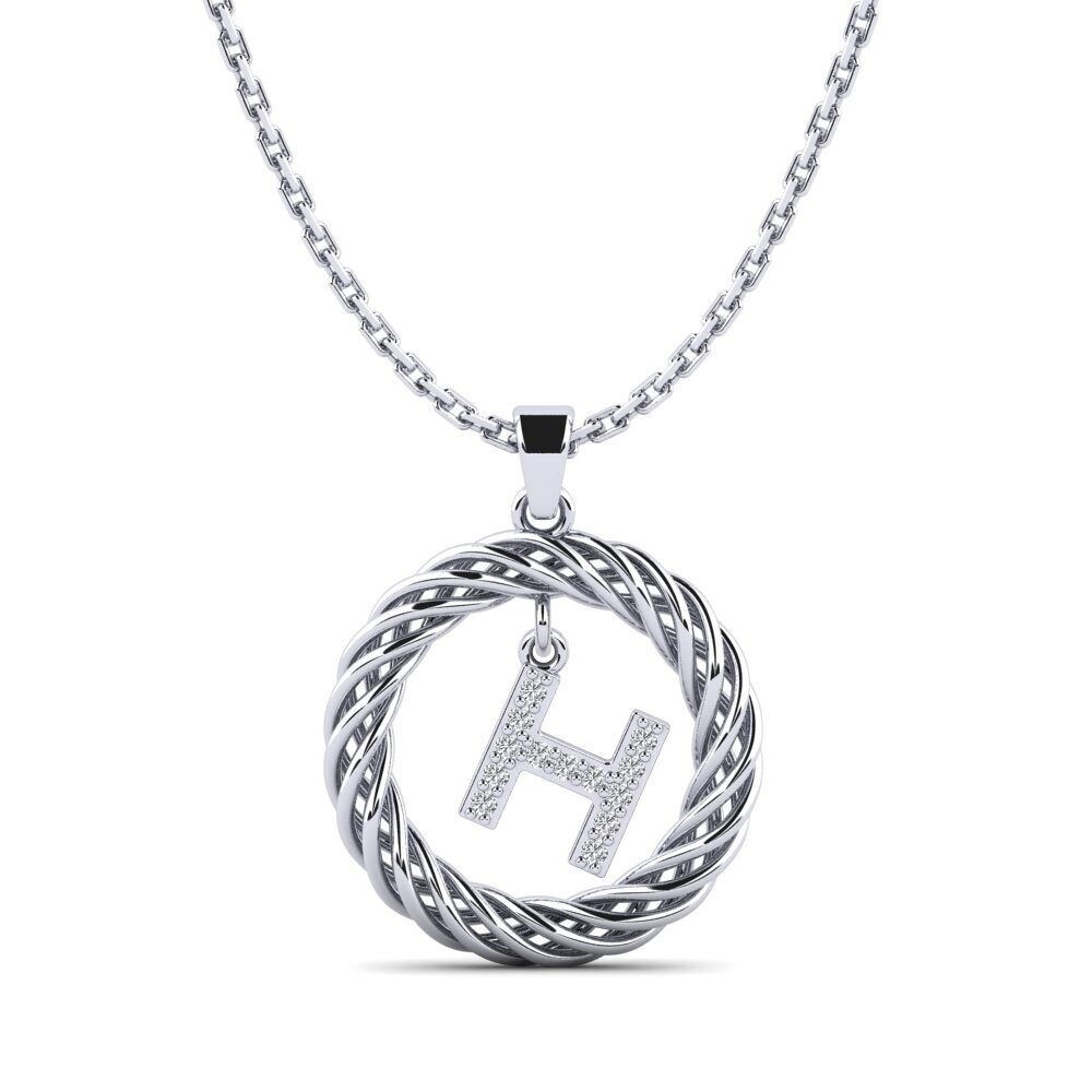 Weißgold 375 Labor-gezüchteter Diamant Damen anhänger Goudron - H