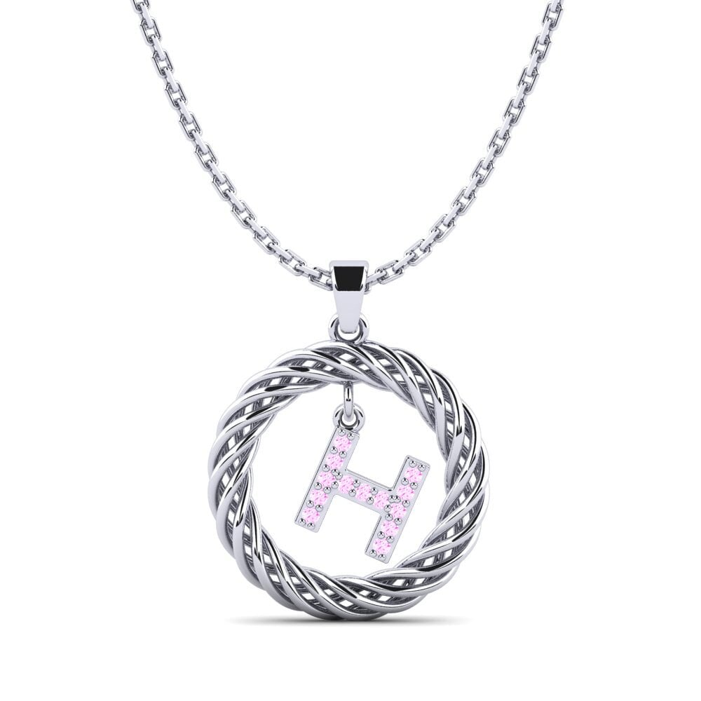 950 Platin Rosa Saphir Damen anhänger Goudron - H