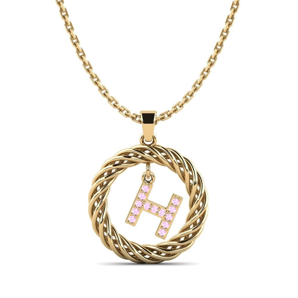 Gelbgold 750 Rosa Saphir Damen anhänger Goudron - H