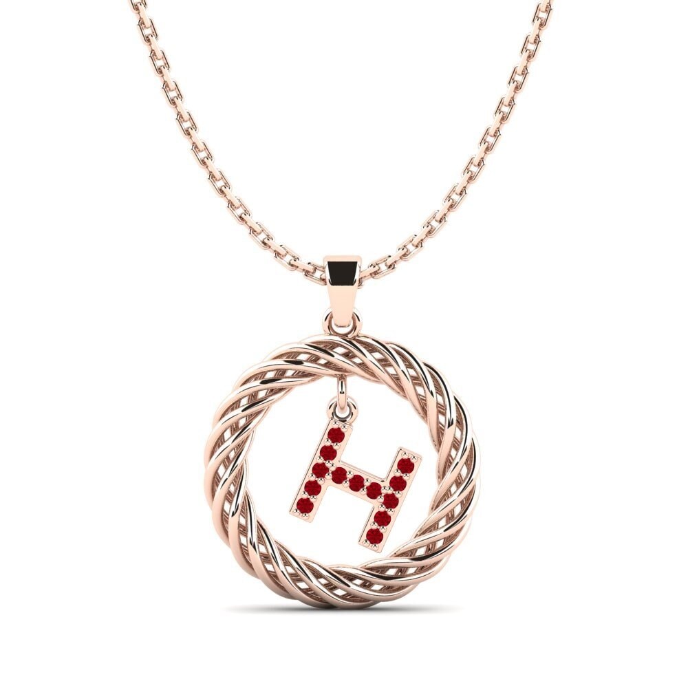 Rotgold 585 Roter Zirkonia Damen anhänger Goudron - H