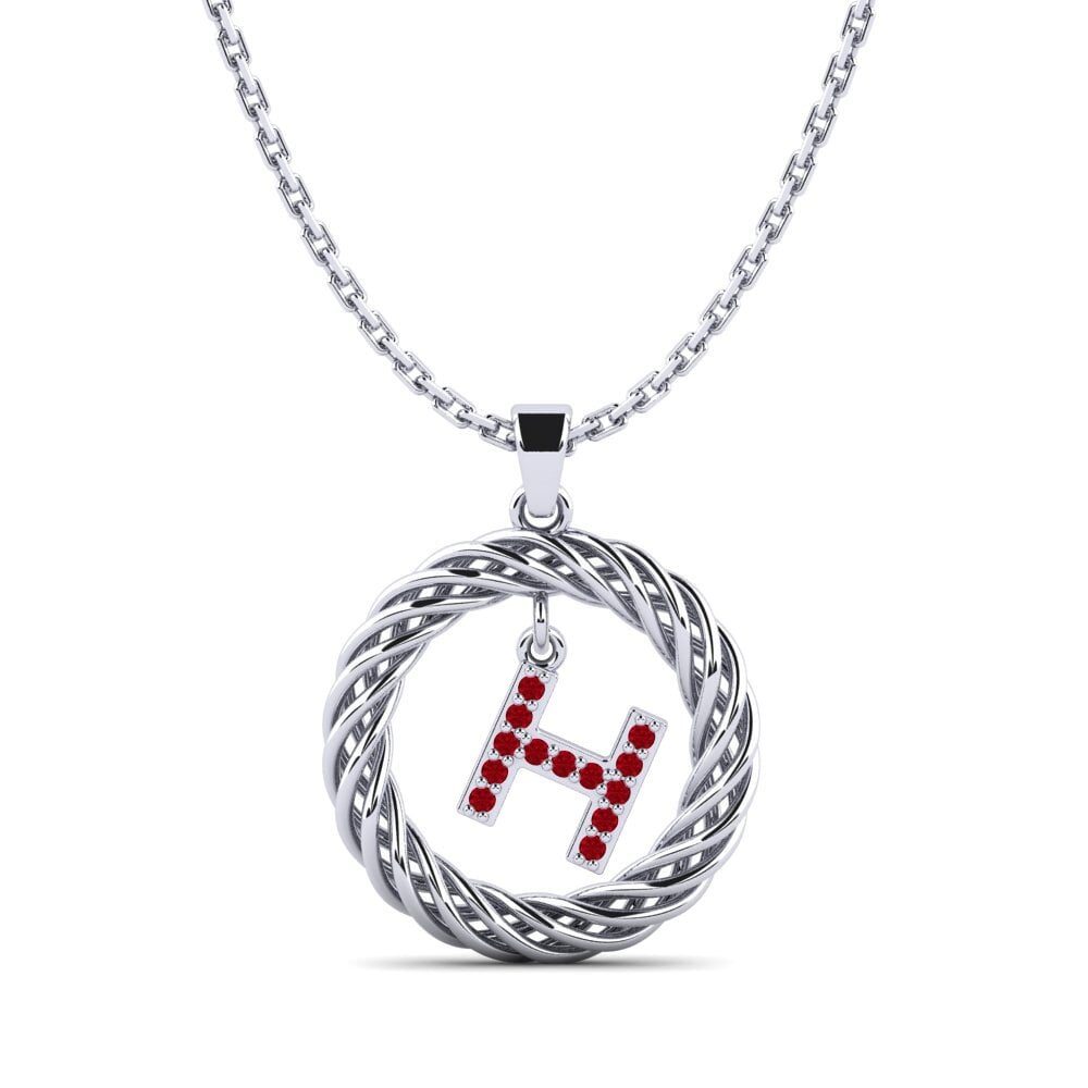 Weißgold 750 Roter Zirkonia Damen anhänger Goudron - H