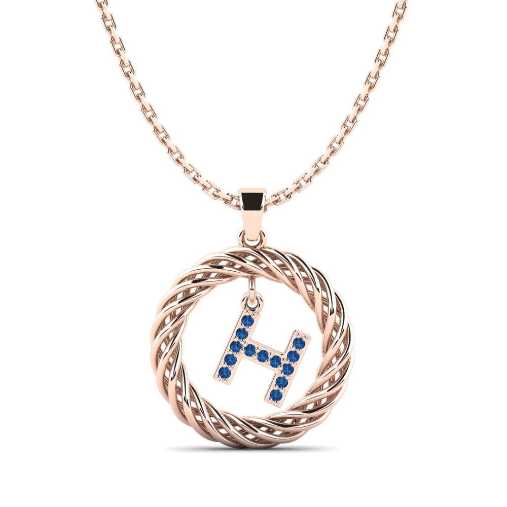 Rotgold 585 Dunkelblauer Zirkonia Damen anhänger Goudron - H