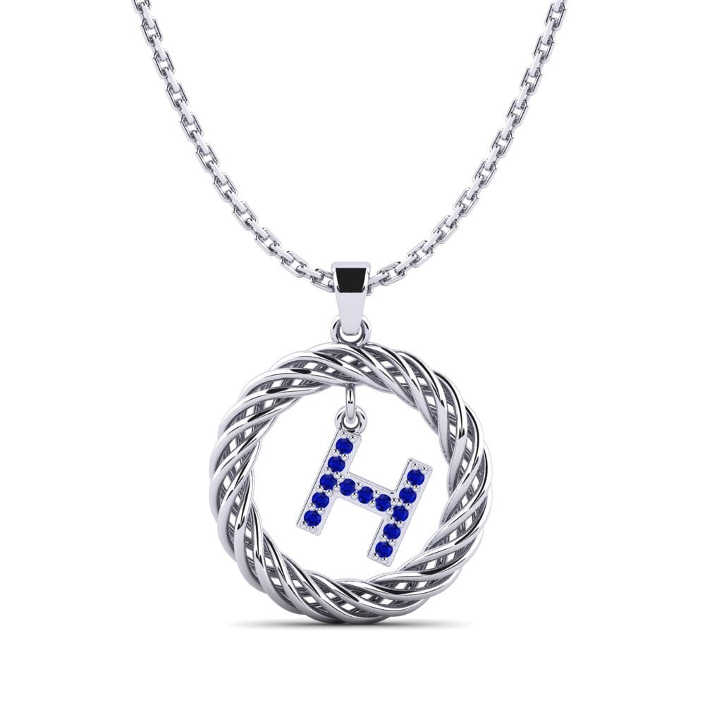 Weiß-Silber Saphir Damen anhänger Goudron - H